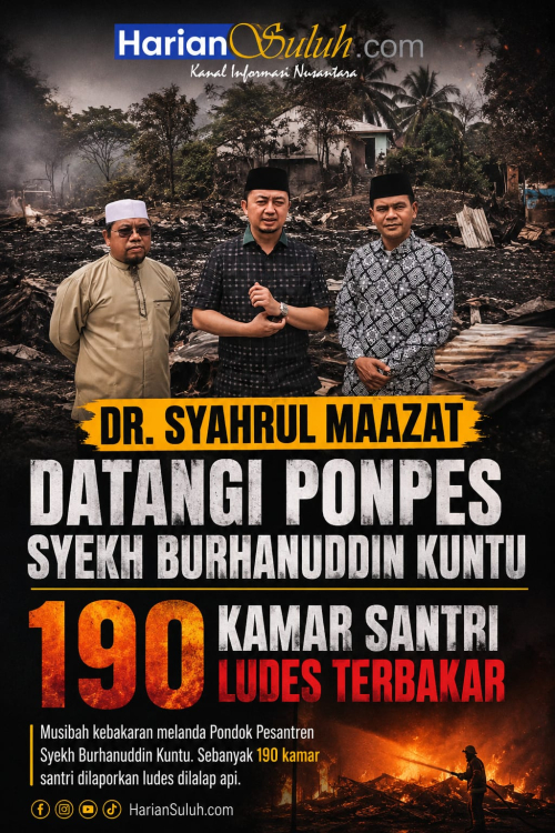 Dr. Syahrul Maazat Datangi Ponpes Syekh Burhanuddin Kuntu, 190 Kamar Santri Ludes Terbakar