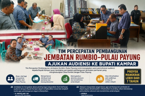 Tim Percepatan Ajukan  Surat Audiensi ke Bupati Kampar Tuntaskan Jembatan Rumbio-Pulau Payung  yang Mangkrak