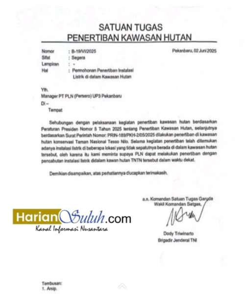 PLN Pelalawan Siap Putus Jaringan Listrik Yang Ada Di wilayah Hutan TNTN