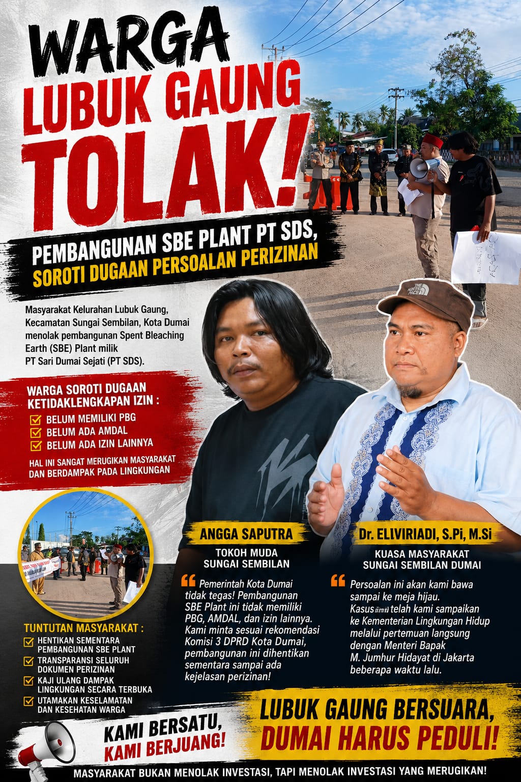 Warga Lubuk Gaung Tolak Pembangunan SBE Plant PT SDS, Soroti Dugaan Persoalan Perizinan