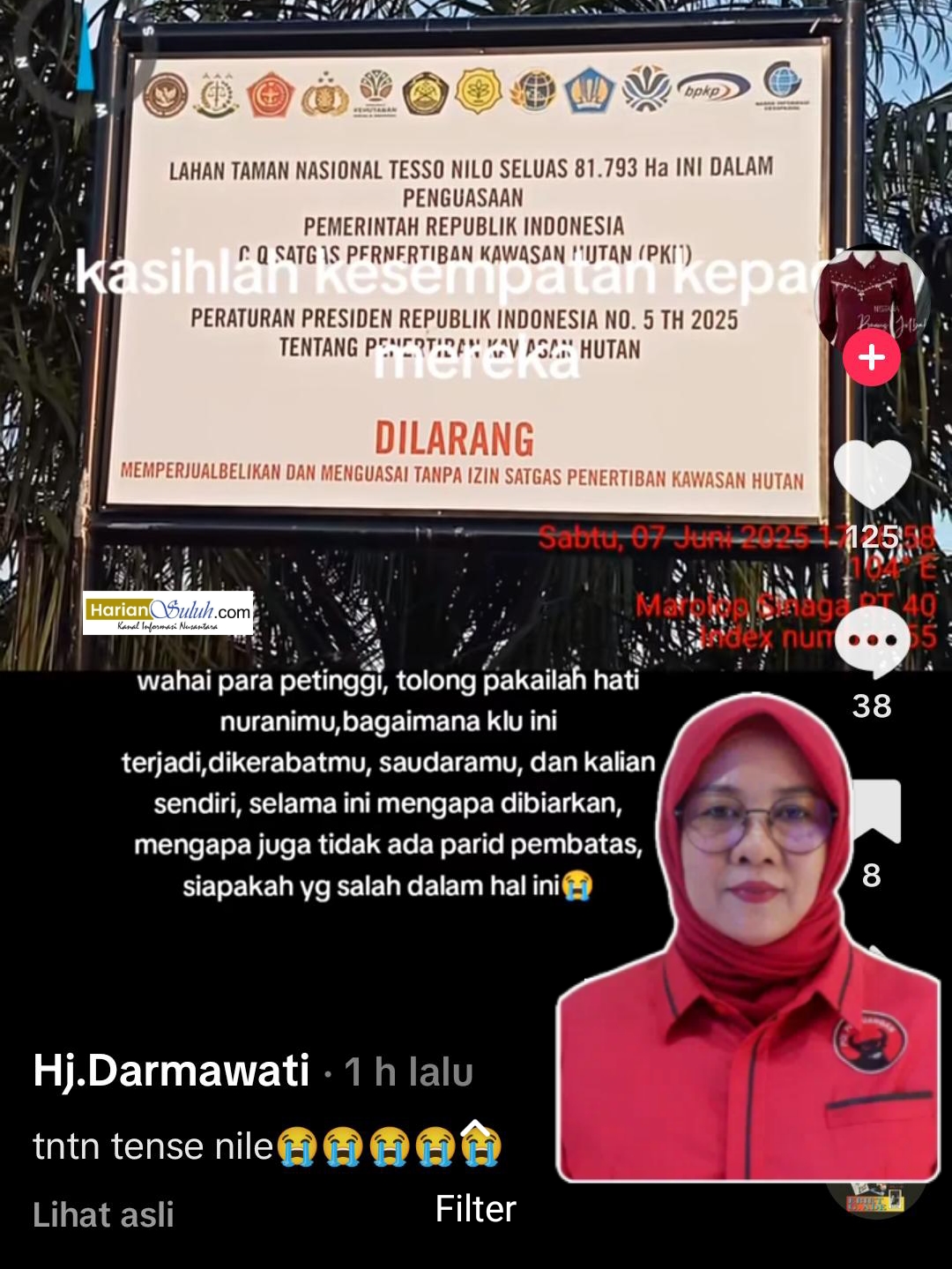 Anggota DPRD Pelalawan Fraksi PDI P Diduga Dukung Masyarakat Toro Perambah TNTN